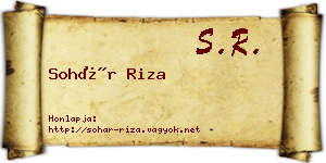 Sohár Riza névjegykártya